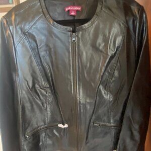 Jessica London Black Leather Jacket - Size 20, best fit for a size 16